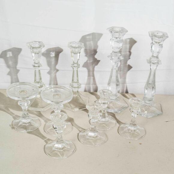 Lot of Glass Candlestick up to 10